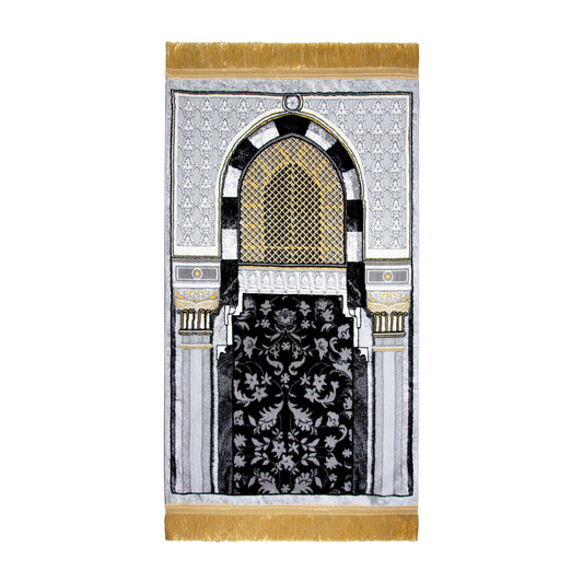 MUSALLAH 4124 IMAM GREY - MADINA MADE 8MM 70X110 BLACK